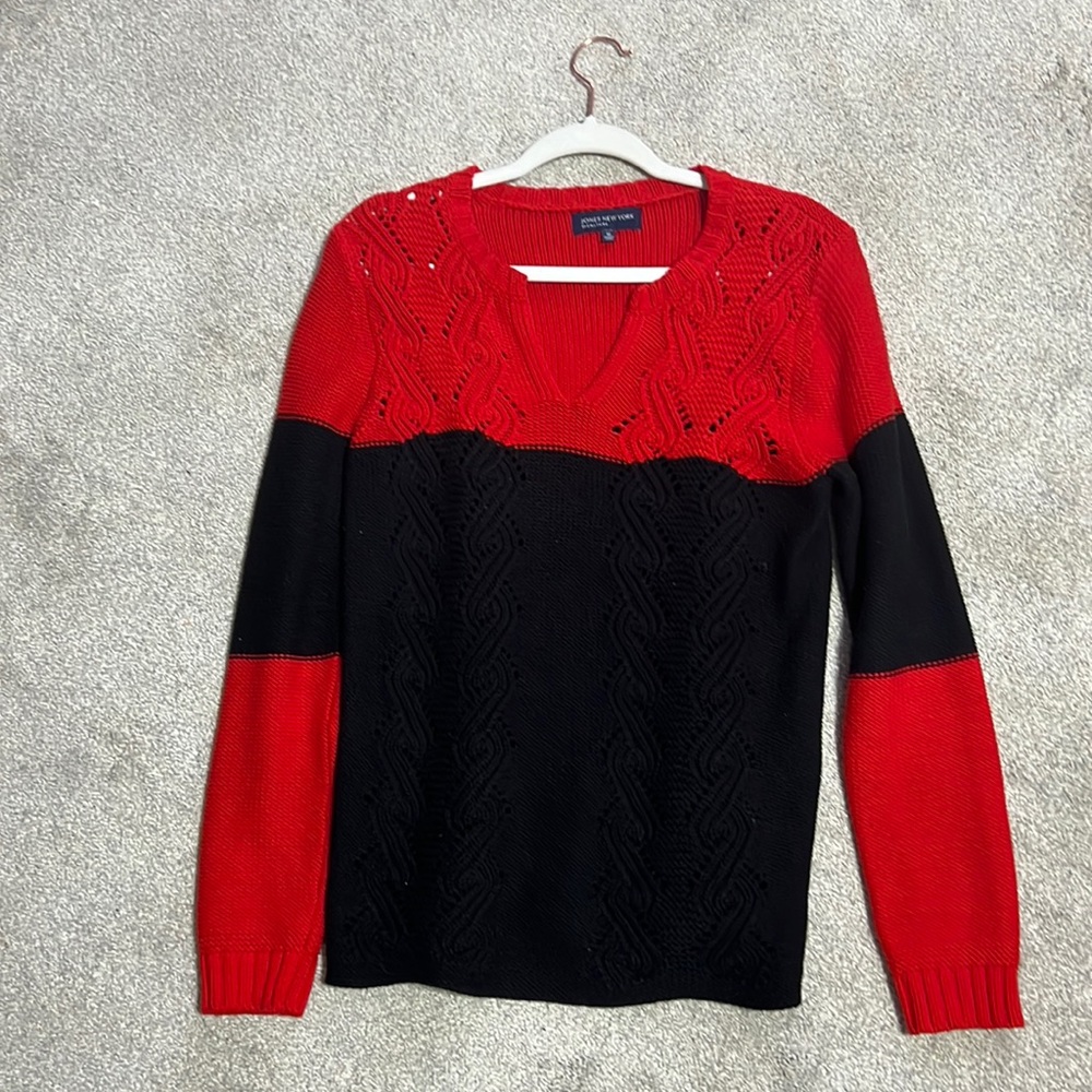 Two tone red and black sweater never worn